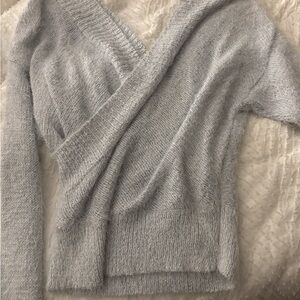 Light Icy Blue Cozy Wrap Fuzzy Soft Sweater
